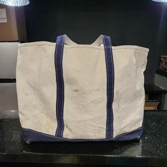 VTG LL Bean Boat & Tote Canvas Bag Zip Close USA Made XL X-Large - Picture 5 of 16